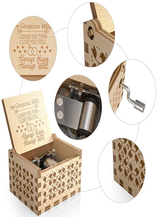 Ucuber You are My Sunshine Music Box, Gifts for Wife from Husband, Wood Laser Engraved Vintage Hand Cranked Cute Boxes, Best Gift for Birthday/Valentine's Day (Husband to Wife) - Image 2